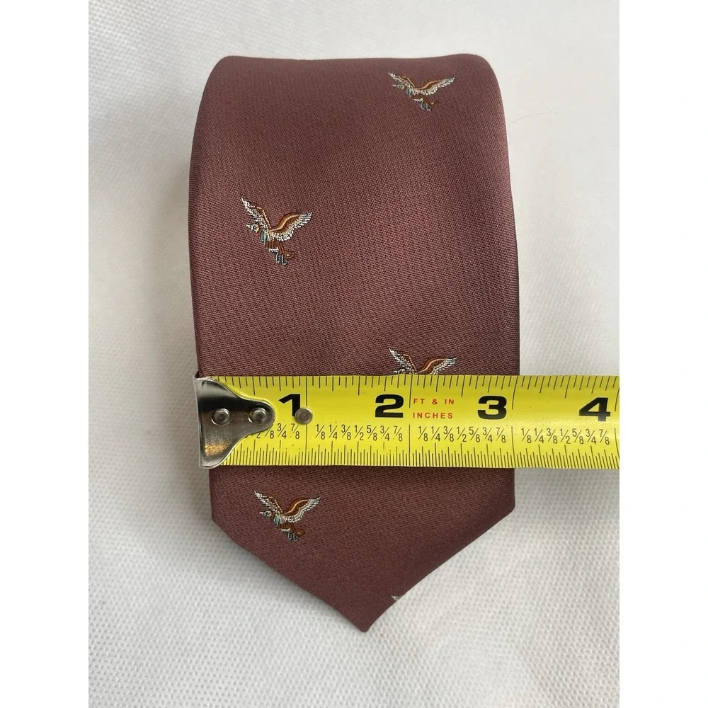 Vintage Oleg Cassini Marchese Weiss Repp Silk Tie Mauve Embroidered Mallard Duck